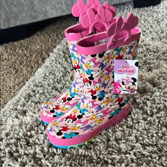 Disney Minnie Mouse Pink Kids Rain Boots - Picture 1 of 4